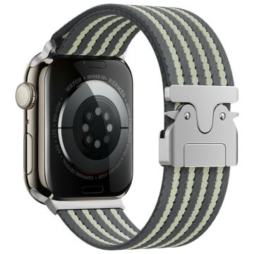 KALEBOL Nylon Watch Band Apple Watch Series 10 42mm Parachute Buckle Strap - Grey+Light Yellow