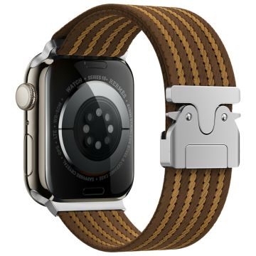 KALEBOL Nylon Watch Band Apple Watch Series 10 42mm Parachute Buckle Strap - Brown+Khaki