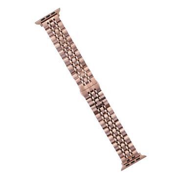 KALEBOL Stainless Steel Watch Band Apple Watch Series 10 42mm Butterfly Buckle Strap - Rose Gold