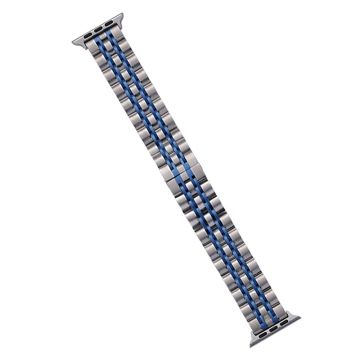 KALEBOL Stainless Steel Watch Band Apple Watch Series 10 42mm Butterfly Buckle Strap - Silver+Blue