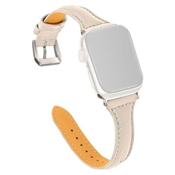 KALEBOL Genuine Cow Leather Band Apple Watch Series 10 42mm Women Watch Strap - Apricot