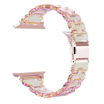 Watch Band Apple Watch Series 10 42mm Electroplated Bump Resistant Glitter Sparkle Strap - Laser Transparent Pink