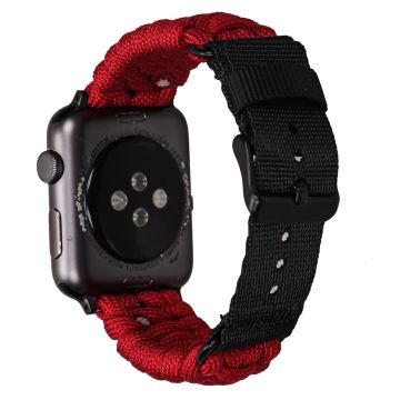 Nylon Watch Strap Apple Watch Series 10 42mm Single Loop Wristband - Wine Red