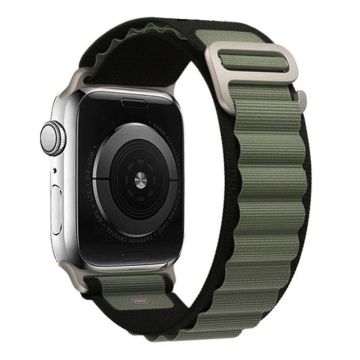 Nylon Band Apple Watch Series 10 42mm Watch Strap (Metal Adapter) - Black Army Green