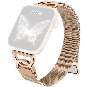 Watch Band Apple Watch Series 10 42mm Milanese Loop Magnetic Clasp Stainless Steel Metal Strip - Rose Gold