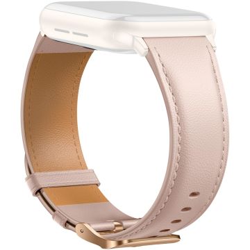 Leather Band Apple Watch Series 10 42mm Pointed Tail Strap Electroplated Buckle - Pink  /  Rose Gold