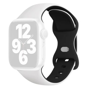 KALEBOL Silicone Watch Strap Apple Watch Series 10 42mm Butterfly Buckle Band - White + Black