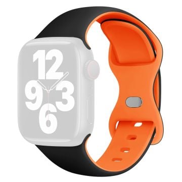 KALEBOL Silicone Watch Strap Apple Watch Series 10 42mm Butterfly Buckle Band - Black + Orange