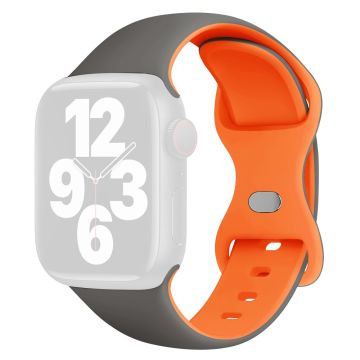 KALEBOL Silicone Watch Strap Apple Watch Series 10 42mm Butterfly Buckle Band - Grey + Orange