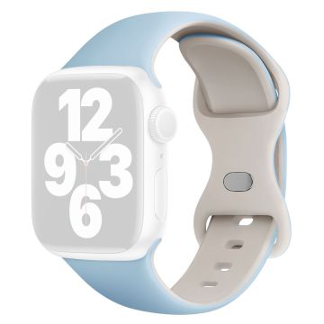 KALEBOL Silicone Watch Strap Apple Watch Series 10 42mm Butterfly Buckle Band - Sky Blue + Starlight