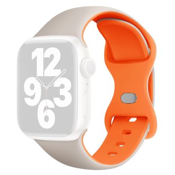 KALEBOL Silicone Watch Strap Apple Watch Series 10 42mm Butterfly Buckle Band - Starlight + Orange