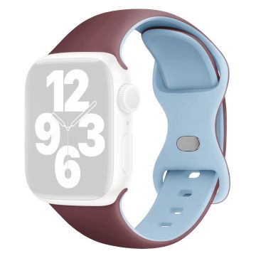 KALEBOL Silicone Watch Strap Apple Watch Series 10 42mm Butterfly Buckle Band - Smoke Purple + Sky Blue