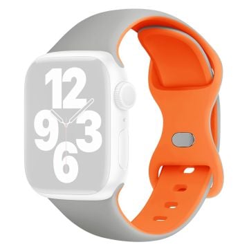 KALEBOL Silicone Watch Strap Apple Watch Series 10 42mm Butterfly Buckle Band - Cloud Grey + Orange