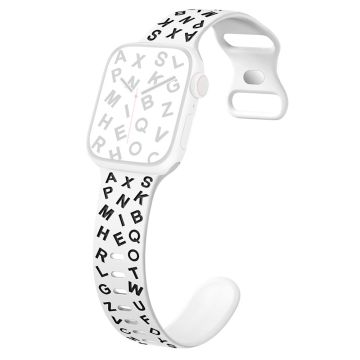 KALEBOL Alphabet Letter Silicone Strap Apple Watch Series 10 42mm Epoxy Watch Band - White + Black