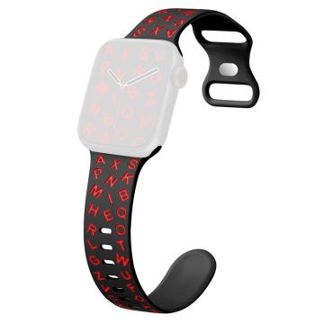 KALEBOL Alphabet Letter Silicone Strap Apple Watch Series 10 42mm Epoxy Watch Band - Black + Red