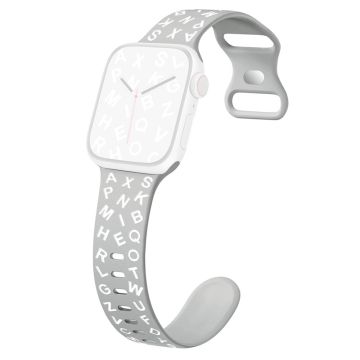 KALEBOL Alphabet Letter Silicone Strap Apple Watch Series 10 42mm Epoxy Watch Band - Grey + White