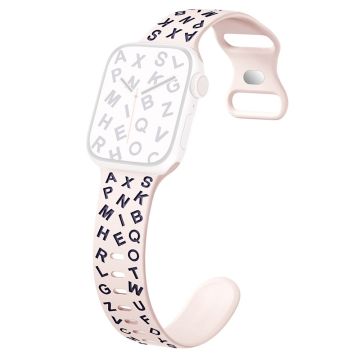 KALEBOL Alphabet Letter Silicone Strap Apple Watch Series 10 42mm Epoxy Watch Band - Pink + Smoke Purple