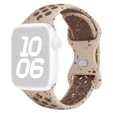 KALEBOL Color Dots Silicone Strap Apple Watch Series 10 42mm Butterfly Buckle Band - Khaki