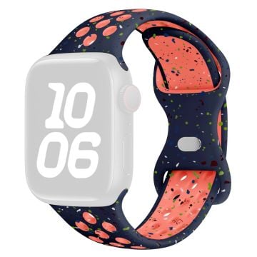 KALEBOL Color Dots Silicone Strap Apple Watch Series 10 42mm Butterfly Buckle Band - Midnight Blue