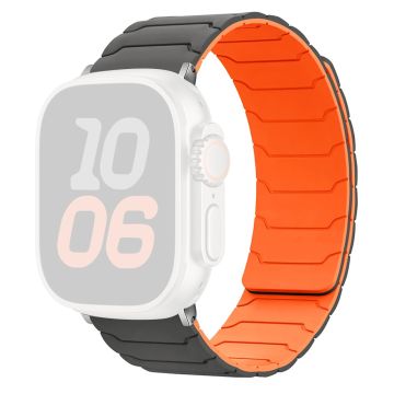 KALEBOL Silicone Magnetic Watch Band Apple Watch Series 10 42mm Armor Warrior Strap - Grey + Orange