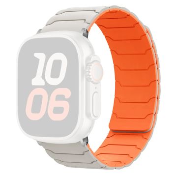 KALEBOL Silicone Magnetic Watch Band Apple Watch Series 10 42mm Armor Warrior Strap - Starlight + Orange