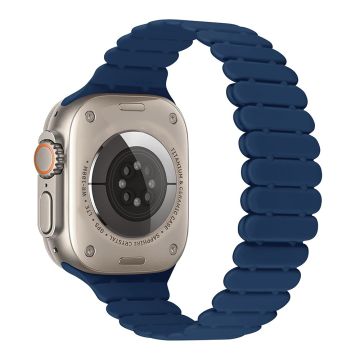 KALEBOL Magnetic Silicone Band Apple Watch Series 10 42mm Bamboo Joint Watch Strap - Midnight Blue