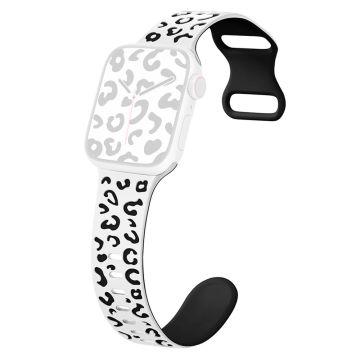 KALEBOL Leopard Silicone Band Apple Watch Series 10 42mm Dual Color Strap - White + Black