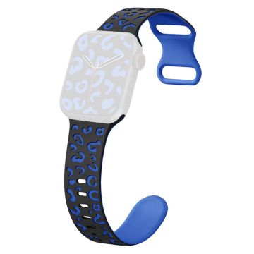 KALEBOL Leopard Silicone Band Apple Watch Series 10 42mm Dual Color Strap - Black + Blue