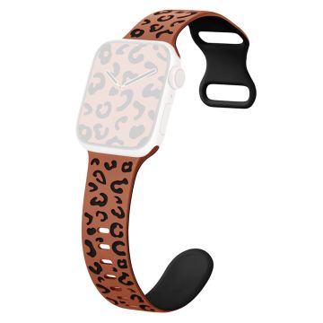 KALEBOL Leopard Silicone Band Apple Watch Series 10 42mm Dual Color Strap - Brown + Black