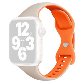 KALEBOL Silicone Strap Apple Watch Series 10 42mm Butterfly Buckle Watch Band - Starlight + Orange