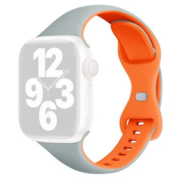 KALEBOL Silicone Strap Apple Watch Series 10 42mm Butterfly Buckle Watch Band - Baby Blue + Orange