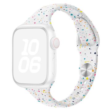 KALEBOL Silicone Watch Strap Apple Watch Series 10 42mm Colorful Flakes Band - White