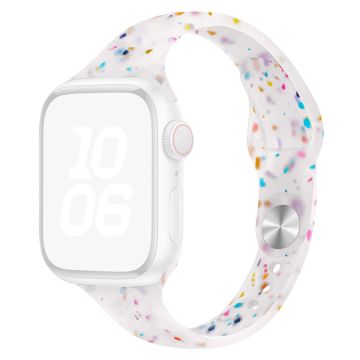 KALEBOL Silicone Watch Strap Apple Watch Series 10 42mm Colorful Flakes Band - Jelly White