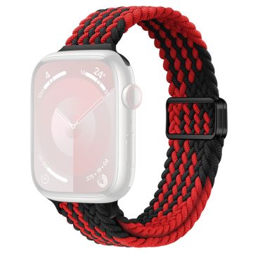 KALEBOL Braided Watch Strap Apple Watch Series 10 42mm Magnetic Nylon Sport Wristbands - Z Texture + Black Red