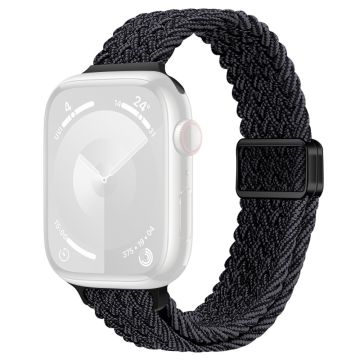 KALEBOL Braided Watch Strap Apple Watch Series 10 42mm Magnetic Nylon Sport Wristbands - Graphite Black