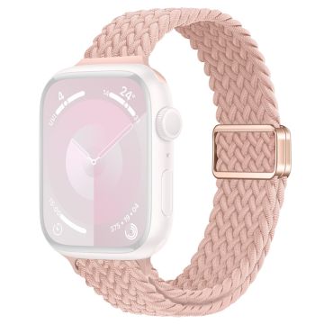 KALEBOL Braided Watch Strap Apple Watch Series 10 42mm Magnetic Nylon Sport Wristbands - Creamy Pink