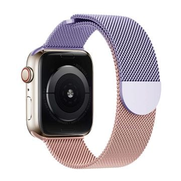 KALEBOL Milanese Magnetic Band Apple Watch Series 10 42mm Stainless Steel Gradient Strap - Purple + Pink