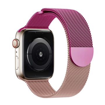 KALEBOL Milanese Magnetic Band Apple Watch Series 10 42mm Stainless Steel Gradient Strap - Purple + Rose Pink