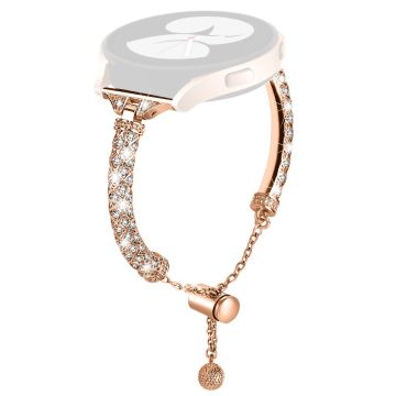 Glamorøs smykkerem med rhinestone til Samsung Galaxy Watch Active og Active2 - Rose Gull