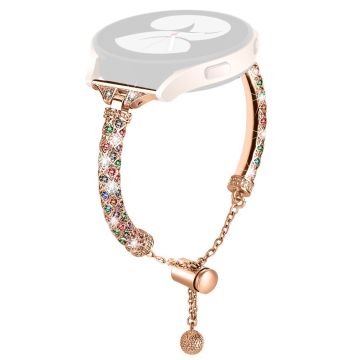 Glamorøs smykkerem med rhinestone til Samsung Galaxy Watch Active og Active2 - Rose Gull / Fargerik