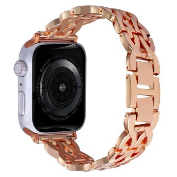 Rhinestone Double X Alloy-bånd for Apple Watch 41mm/40mm - Rose Gull