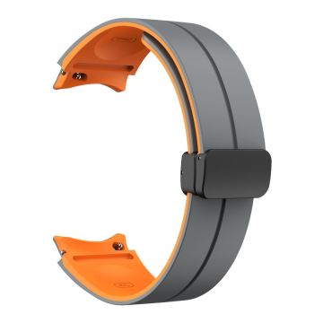 Magnetisk silikonarmbånd med to farger for Samsung Galaxy-klokker - Grå + Oransje