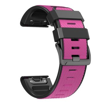 Silikonarmbånd med diamantstruktur i to farger for Garmin Fenix X-serien - Rosa + Svart