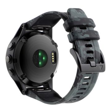 Kamuflasjegrå silikonklokkearmbånd for Garmin Fenix 7X/6X Quick Release Strap