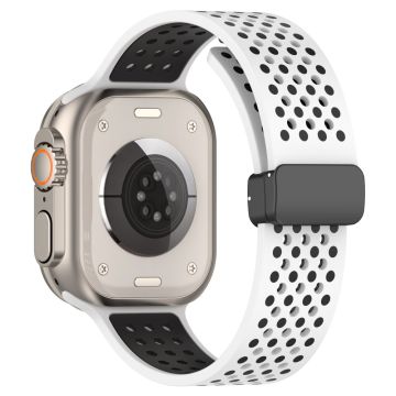 Silikonklokkearmbånd Apple Watch Series 9 8 7 41mm / SE (2023) SE (2022) SE Series 6 5 4 40mm / Series 3 2 1 38mm Dual-color Magnetic Strap - Hvit + Svart