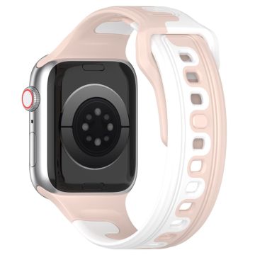 Klokkerem Apple Watch Series 9 8 7 41mm / SE (2023) SE (2022) SE Series 6 5 4 40mm / Series 3 2 1 38mm Dual-color silikonbånd - Rosa / Hvit