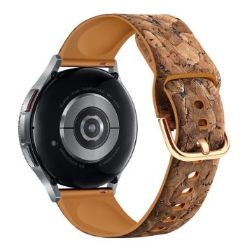 20 mm klokkerem Samsung Galaxy Watch6 Classic 43 mm 47 mm / Watch6 40 mm 44 mm Ekte tre skinn- og TPE-rem - Style A