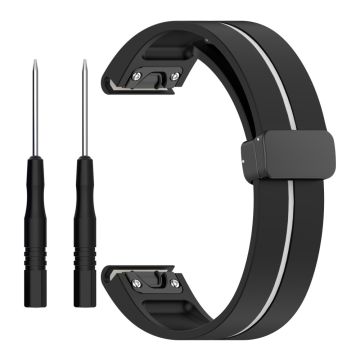 Garmin Fenix 7S / 6S / 5S Magnetisk reim Svart spenne Dual Color 20mm silikonklokkebånd - Svart / Hvit