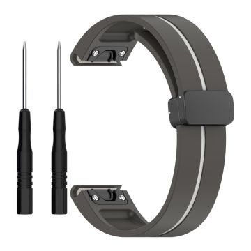 Garmin Fenix 7S / 6S / 5S Magnetisk reim Svart spenne Dual Color 20mm silikonklokkebånd - Grå / Hvit