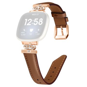 Fitbit Versa 3 / Versa 4 / Sense / Sense 2 Rose Gold Buckle Watch Band Crown Rhinestone Håndleddsrem - Brun